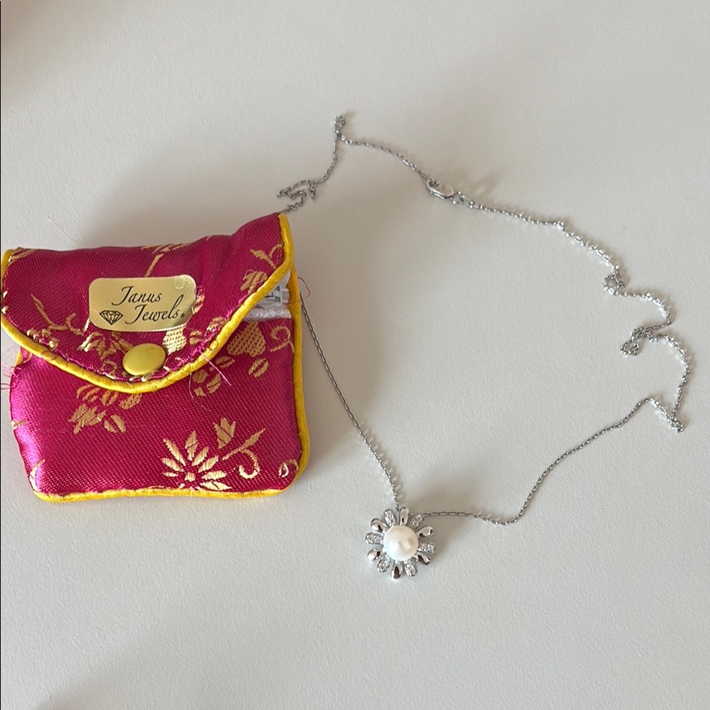 Silver Necklace with Pearl Pendant